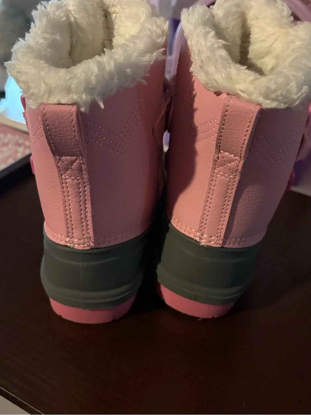 Cat & Jack Pink and Gray Snow Boots with Faux Fur
